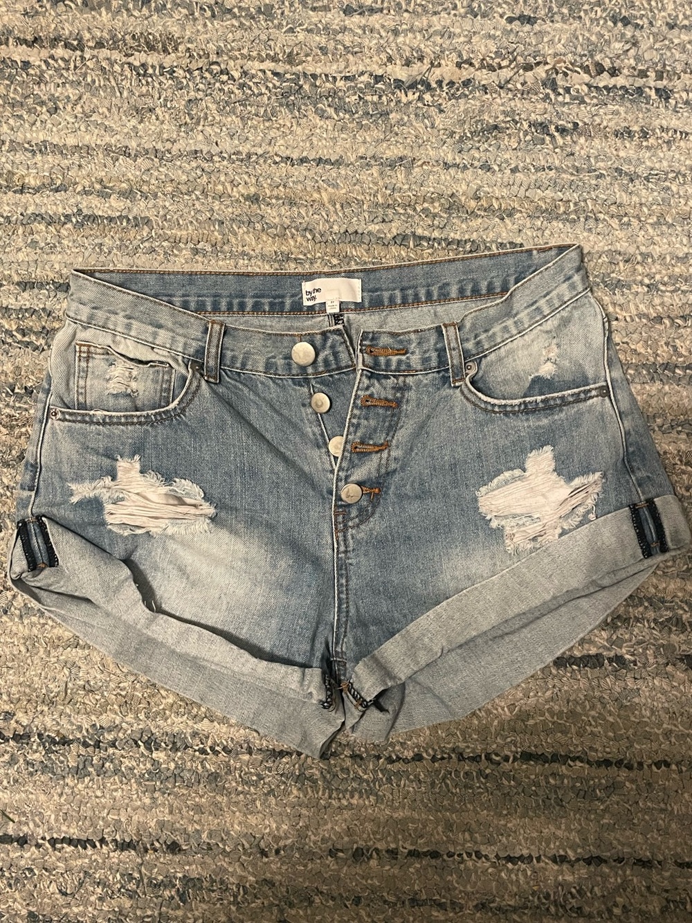 by the way. Light Blue Distressed Jean Shorts